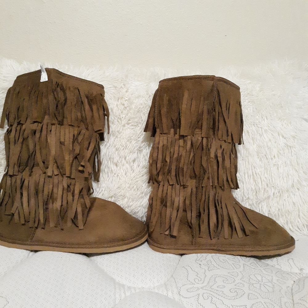 CHATZ by Chatties Fringed Boots Size 7-8 Southwest Cowgirl Booties - Picture 3 of 6